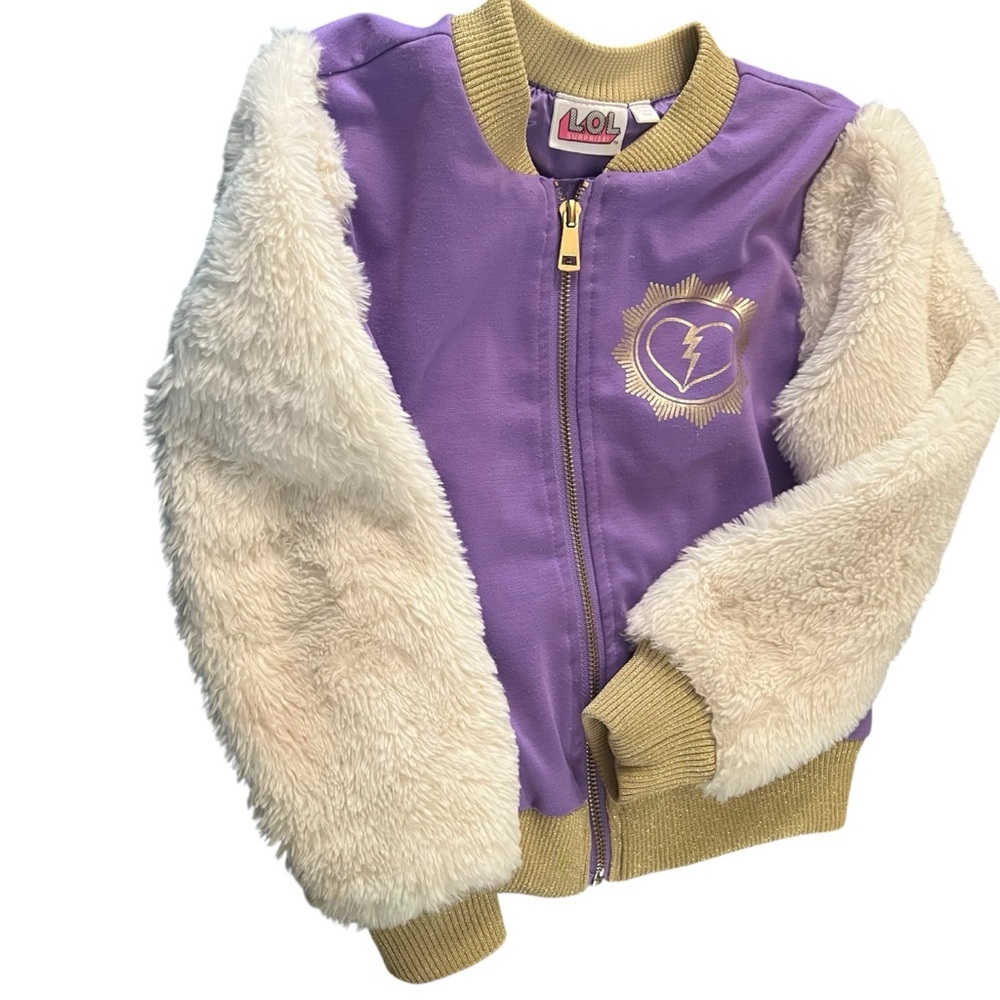 L.O.L. Surprise! Purple and Tan Fuzzy Jacket size 6/6x